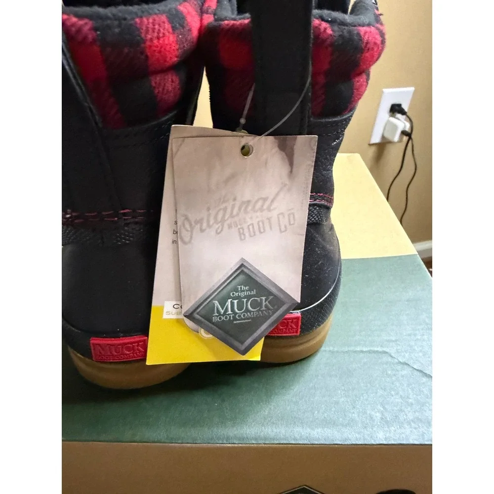 Muck Boot Originals Leather Duck Lace Black Buffalo Plaid Waterproof ODLW6PLD 6W
